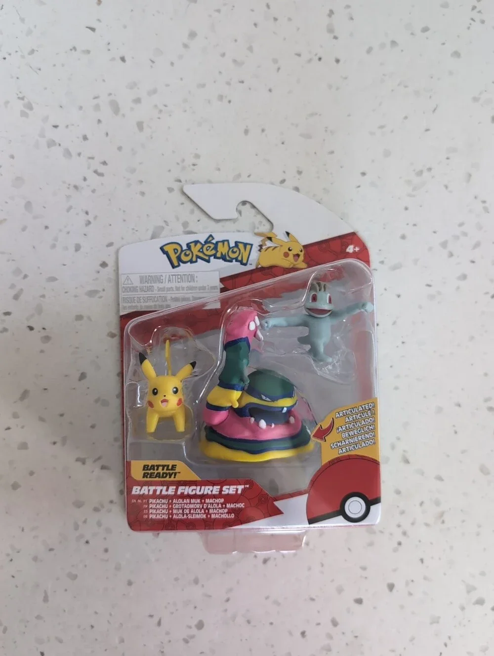 Pokemon Battle Figure Set – Pikachu, Machop & Alolan Muk (Pink/Yellow/Blue)